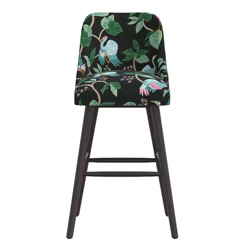 Rounded Back Barstool, Upholstered in Pattern Fabric