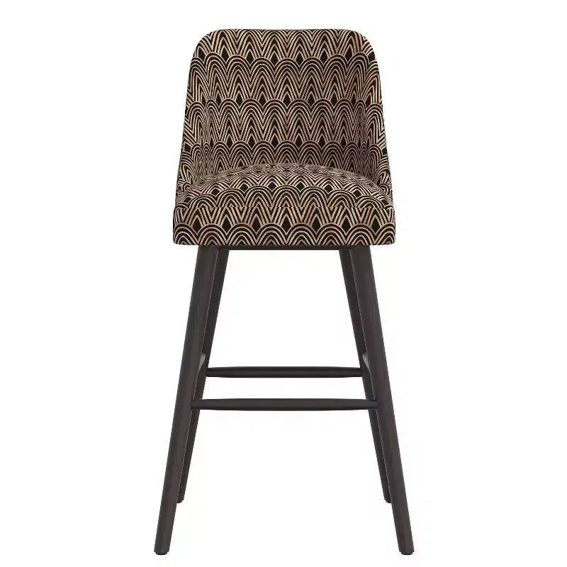 Rounded Back Barstool, Upholstered in Pattern Fabric