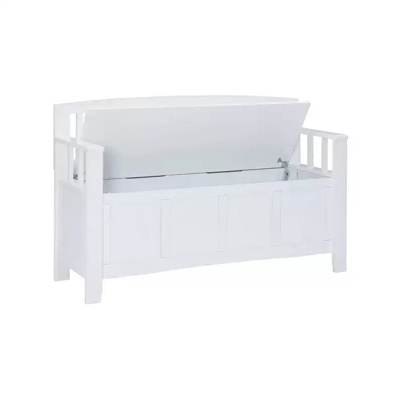 Storage Bench with Armrest and Hidden Compartment