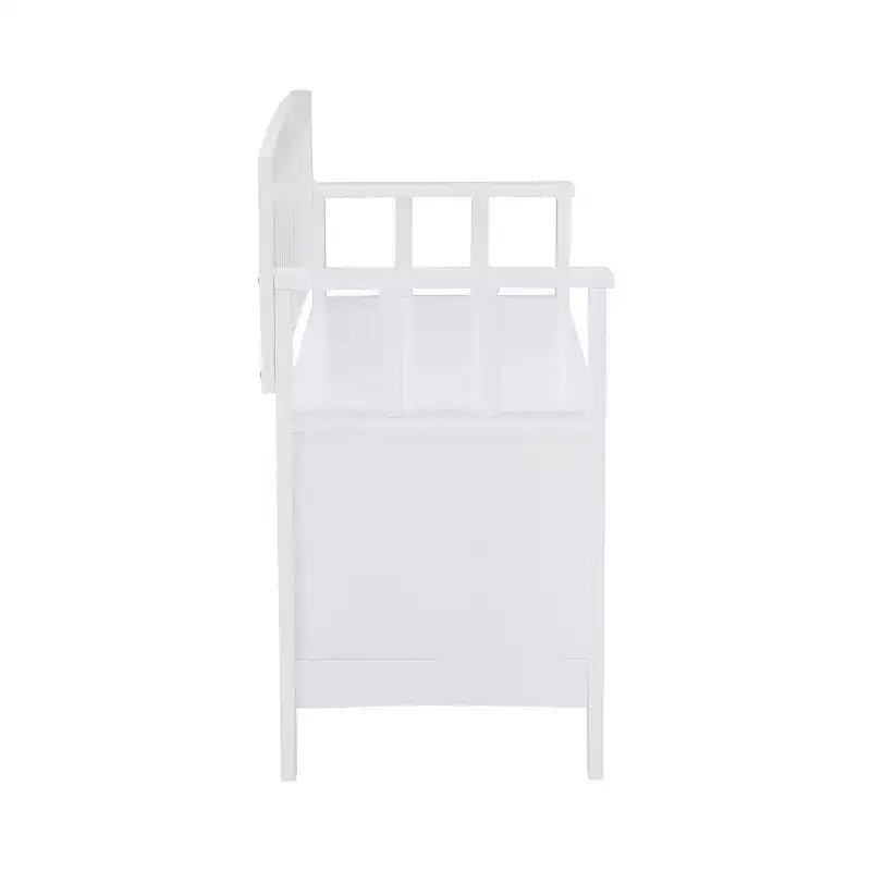 Storage Bench with Armrest and Hidden Compartment