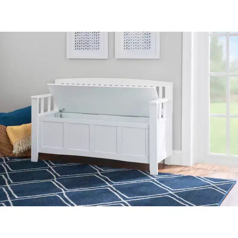 Storage Bench with Armrest and Hidden Compartment