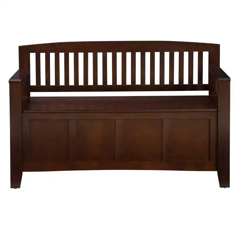 Storage Bench with Armrest and Hidden Compartment