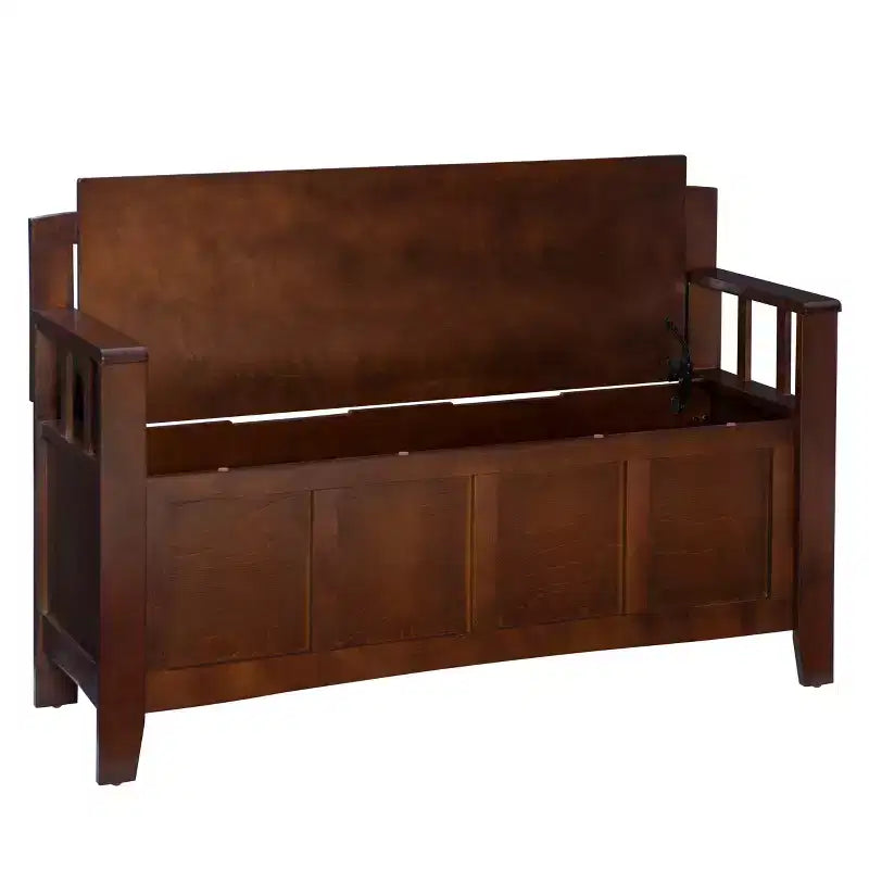 Storage Bench with Armrest and Hidden Compartment