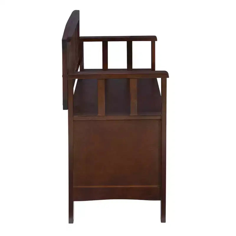 Storage Bench with Armrest and Hidden Compartment