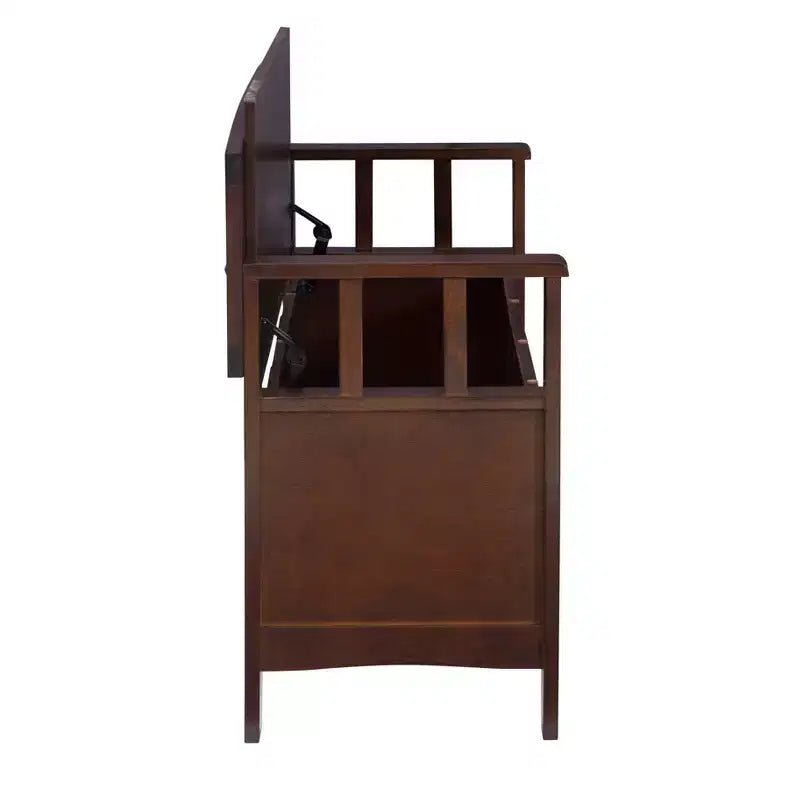 Storage Bench with Armrest and Hidden Compartment