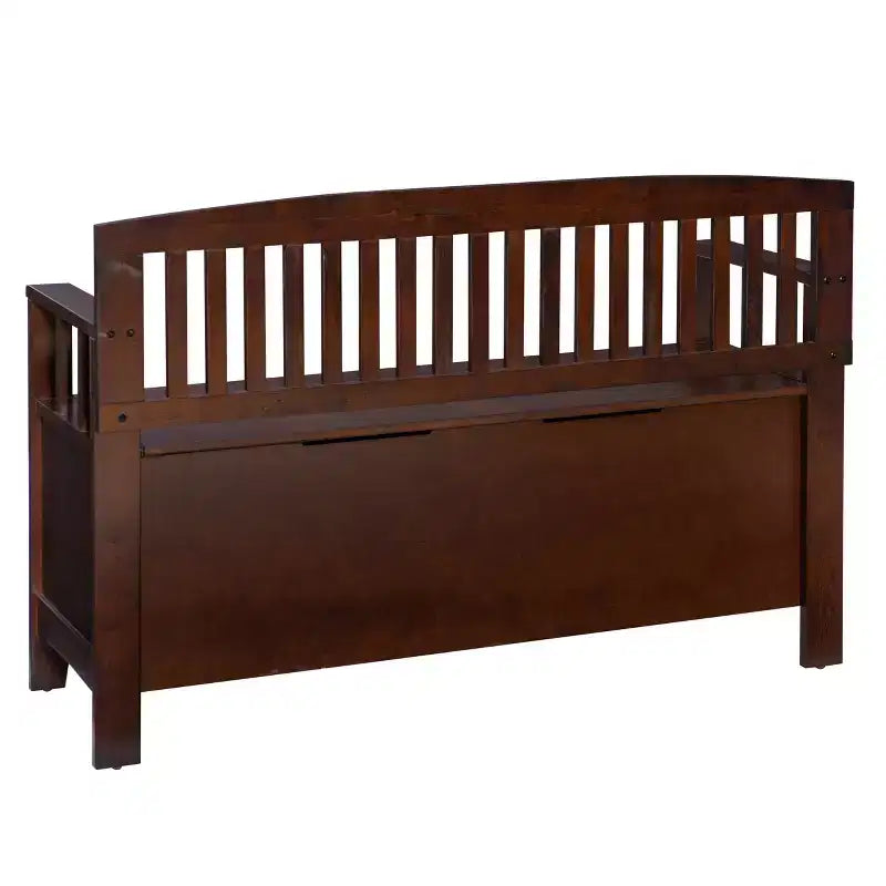 Storage Bench with Armrest and Hidden Compartment